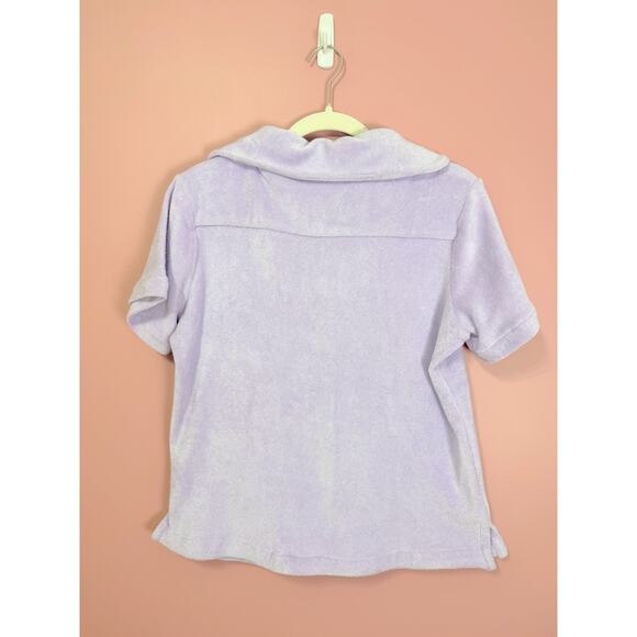 NEW Frankies Bikinis Coco Terry Button Up Shirt Size XS Lavender‎ - Picture 5 of 5